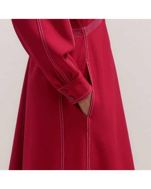 ME+EM Red Travel Tailoring Contrast Stitch Midi Dress