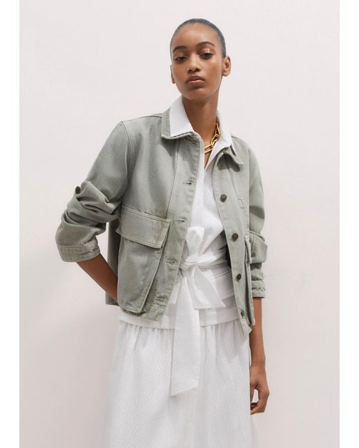 ME+EM Green Cotton Twill Workwear Jacket