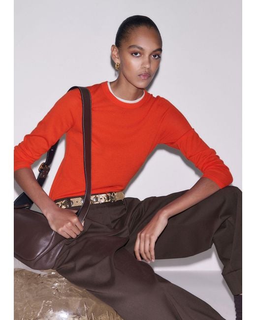 ME+EM Red Merino Cashmere Barely There Trim Jumper Vivid Soft