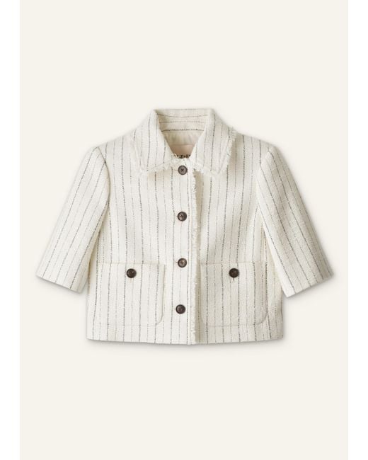 ME+EM Natural Textured Stripe Cropped Jacket