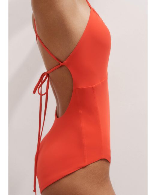 ME+EM Red Multiway Neck Ruched Swimsuit