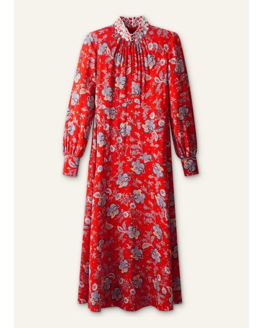 ME+EM Red Fit & Flare Ornate Paisley Print Maxi Dress