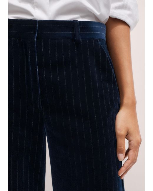 ME+EM Blue Pinstripe Wide Leg Pant