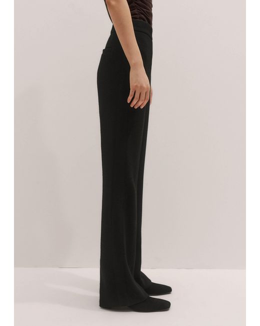 ME+EM Black Textured Slim-Leg Trouser