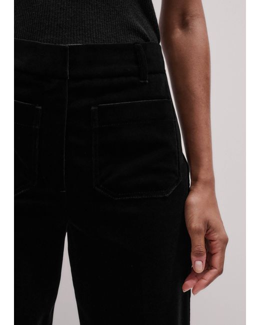 ME+EM Black Stretch Velvet Kick Flare Trouser