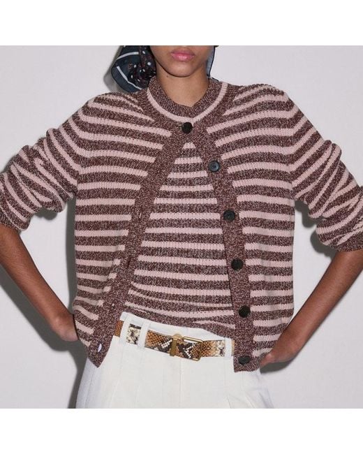 ME+EM Multicolor Mouliné Stripe Straight Knit Tee Cinnamon Multi