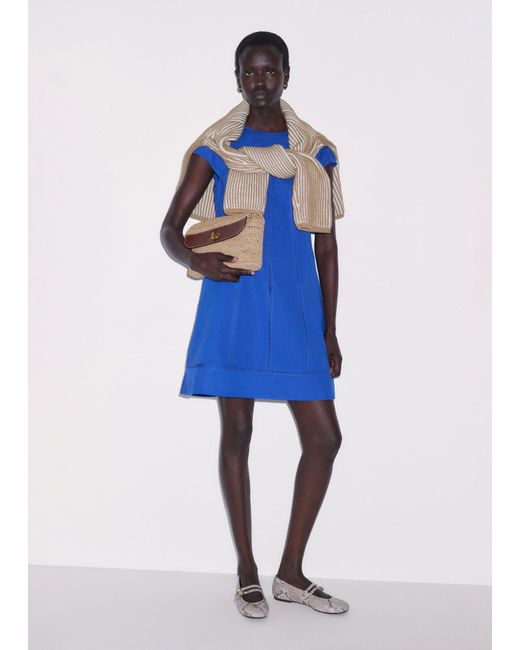 ME+EM Blue Crease-Less Linen Mini A-Line Dress