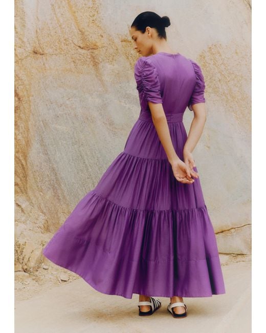 ME+EM Purple Silk Cotton Maxi Dress