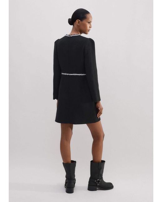 ME+EM Tweed Fit And Flare Mini Dress in Black | Lyst UK