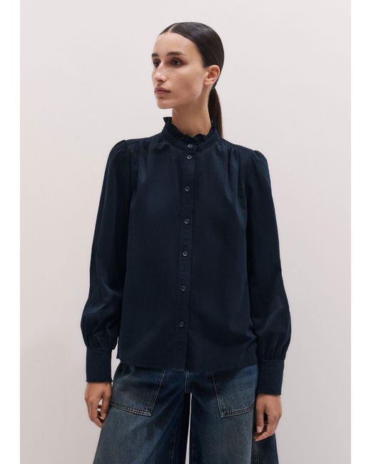 ME+EM Blue Super Soft Micro Cord Blouse