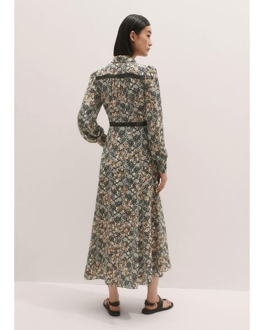 ME+EM Natural Silk Lace Detail Maxi Shirt Dress