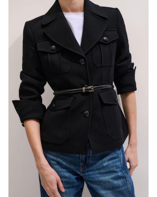 ME+EM Blue Longline Fitted Military Jacket