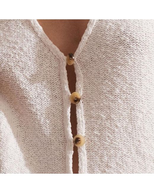 ME+EM Natural Cotton Bouclé Button Detail Vest