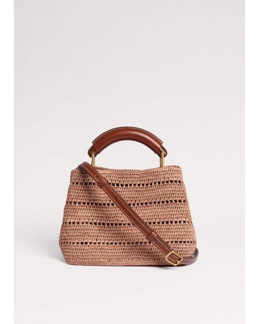 ME+EM Pink Raffia Mini Constructed Day Bag