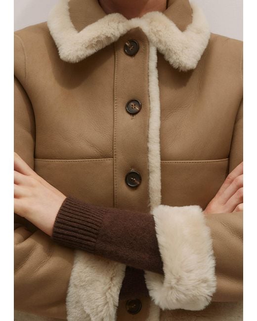 ME+EM Natural Reversible Shearling Bomber Jacket