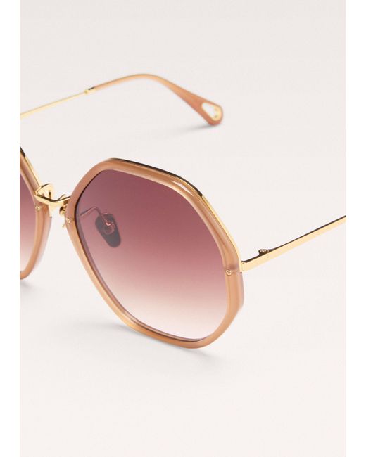 ME+EM Pink Heptagonal Sunglasses Smokey