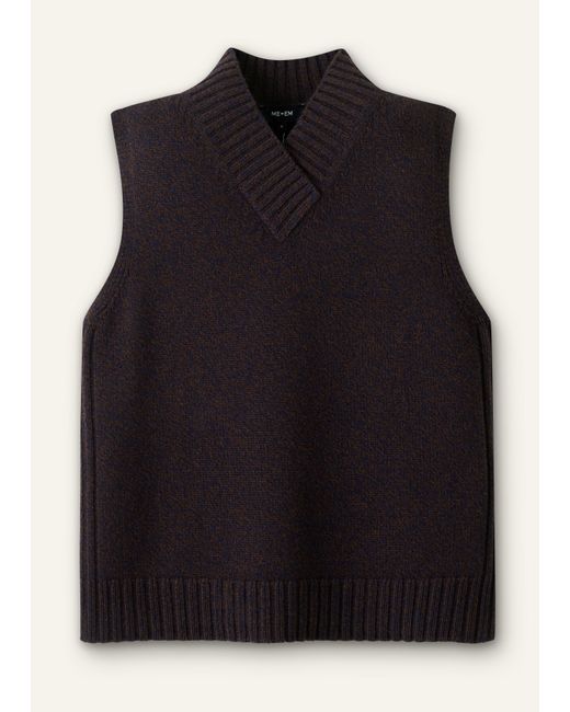 ME+EM Blue Mouliné Knit Sweater Vest