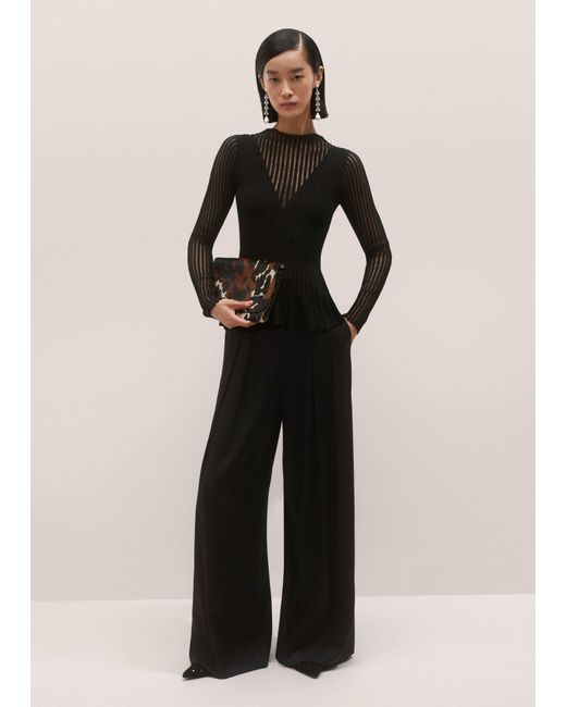 ME+EM Black Conceal + Reveal Metallic Knit Peplum Top