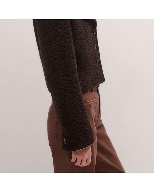 ME+EM Brown Tweed Soft Shoulder Crop Jacket
