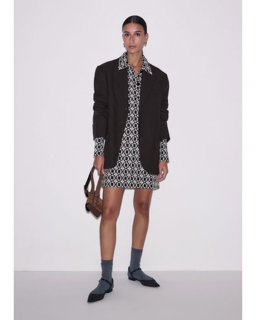 ME+EM White Graphic Jacquard Short A-Line Dress