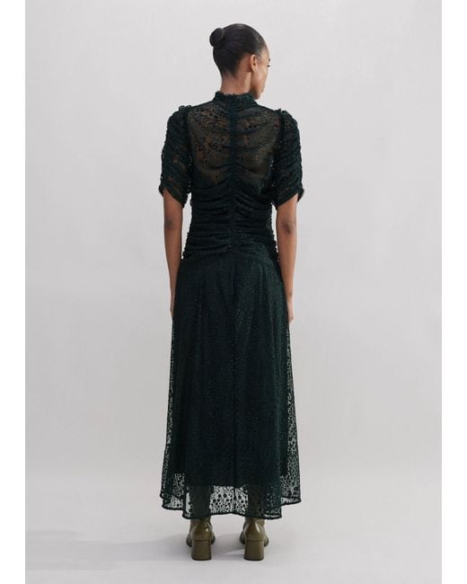 ME+EM Multicolor Botanical Lace Ruched Maxi Dress