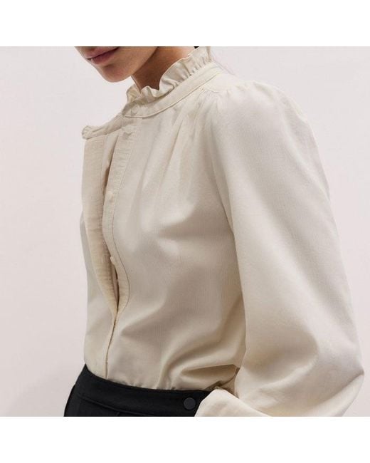 ME+EM Brown Super Soft Micro Cord Blouse