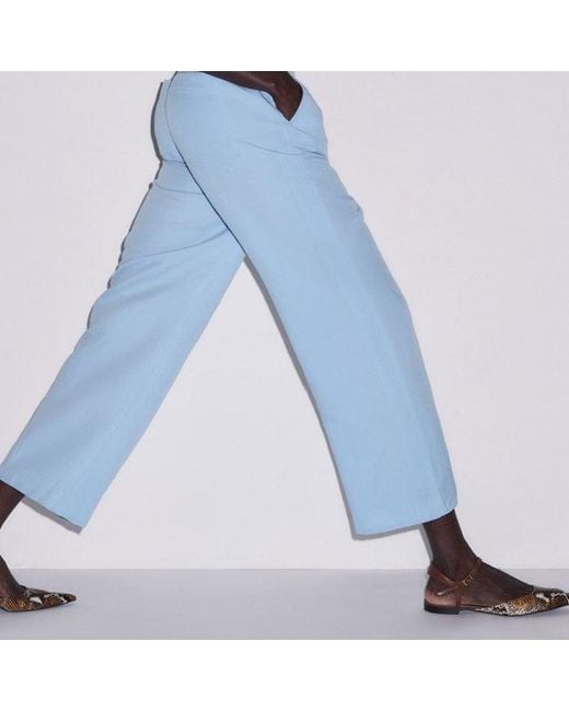 ME+EM Blue Straight Crop Tailored Trouser