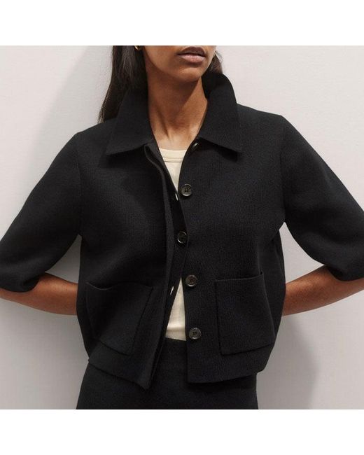ME+EM Black Milano Knit Short Sleeve Jacket