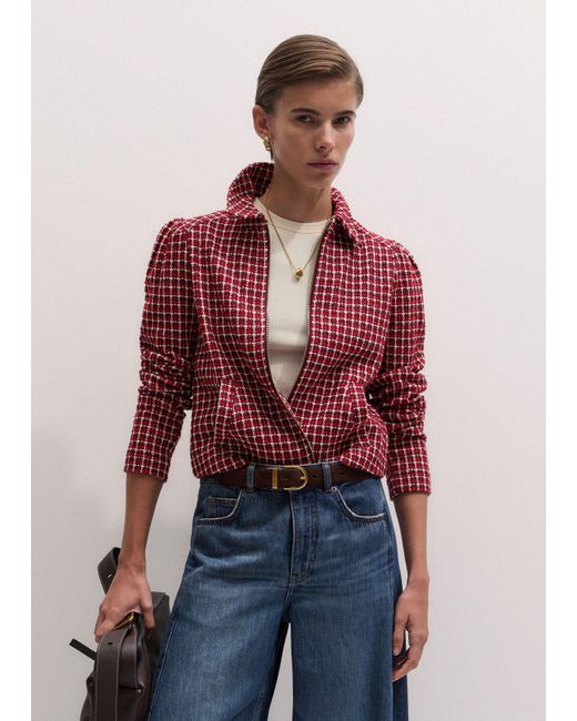 ME+EM Red Zip-Through Top
