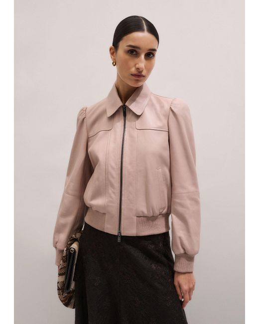 ME+EM Brown Luxe Feminine Bomber Jacket