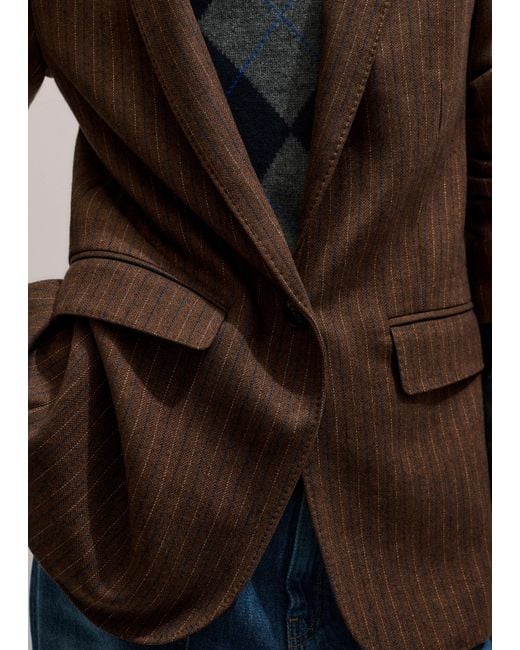 ME+EM Multicolor Pinstripe Sharp Shoulder Blazer