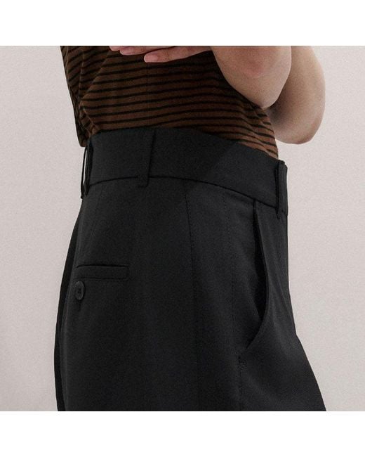 ME+EM Black Ultimate Wide Pleat Front Trouser