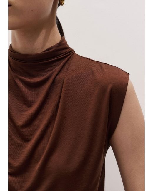 ME+EM Blue Sleeveless Drape Top