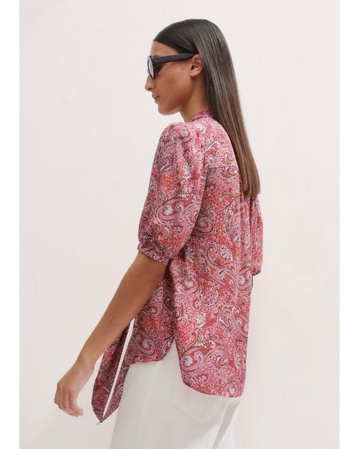 ME+EM Multicolor Silk Intricate Paisley Print Pussybow Blouse