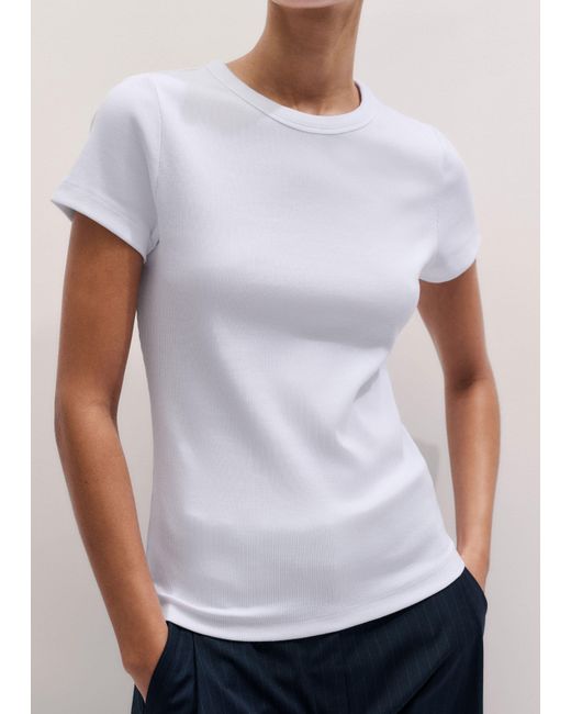 ME+EM White Ultimate Fitted Rib Crew Neck Tee