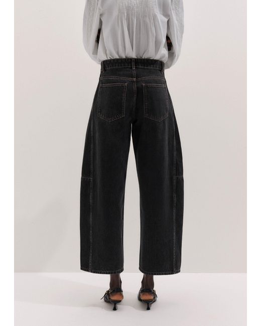ME+EM Black Cropped Exaggerated Taper Jean