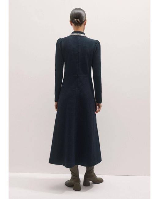 ME+EM Blue Crochet Trim Fit And Flare Midi Dress