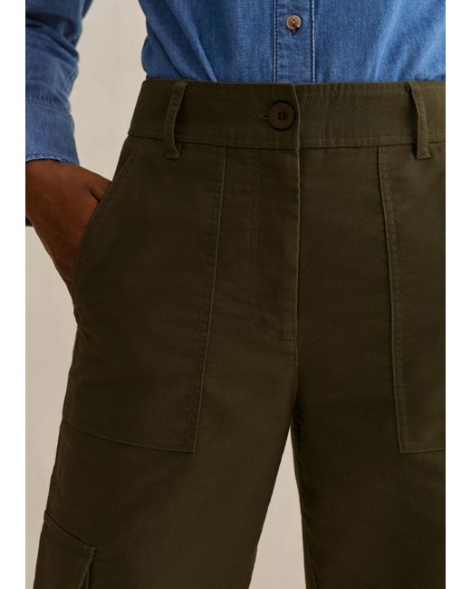 ME+EM Green Smart Cotton Low-rise Cargo Pants