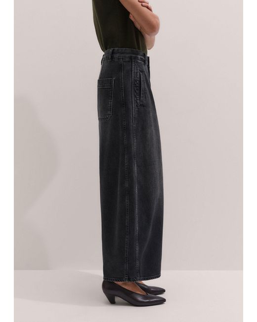 ME+EM Black Pleated Barrel Jean