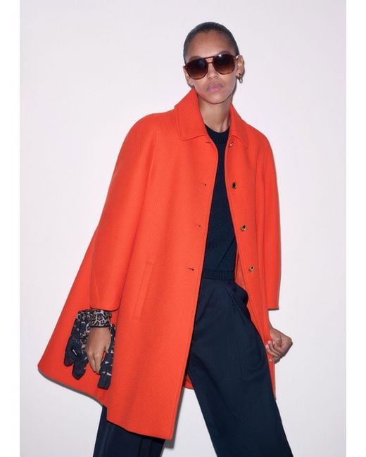 ME+EM Orange Sculptural Sleeve Swing Coat