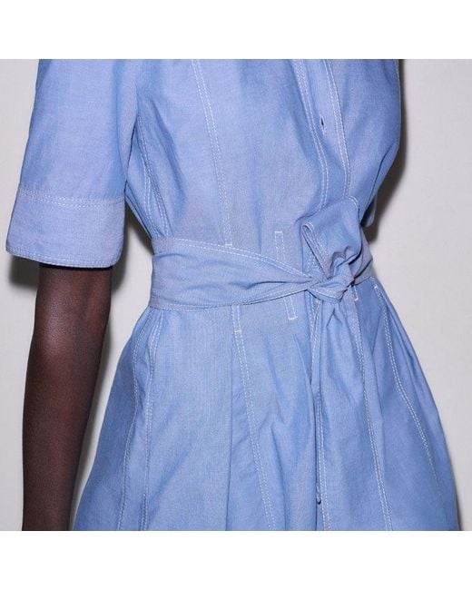 ME+EM Blue Cotton Chambray Mini Shirt Dress + Belt
