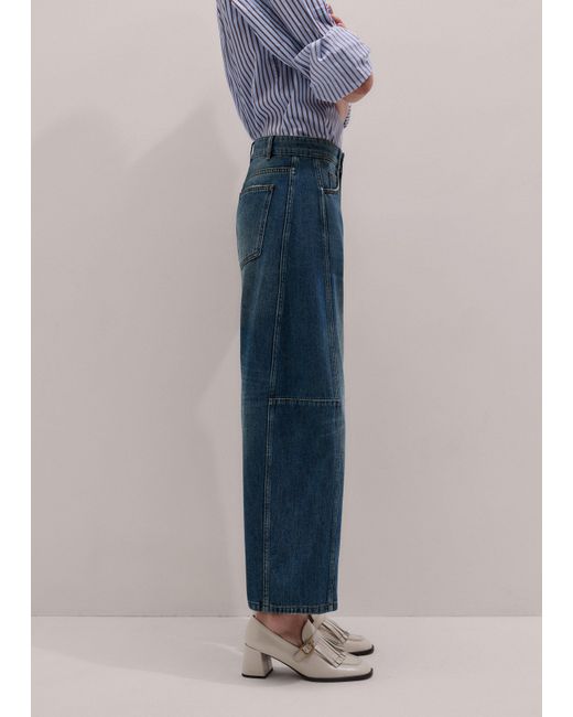 ME+EM Blue Cropped Exaggerated Tapered Jean