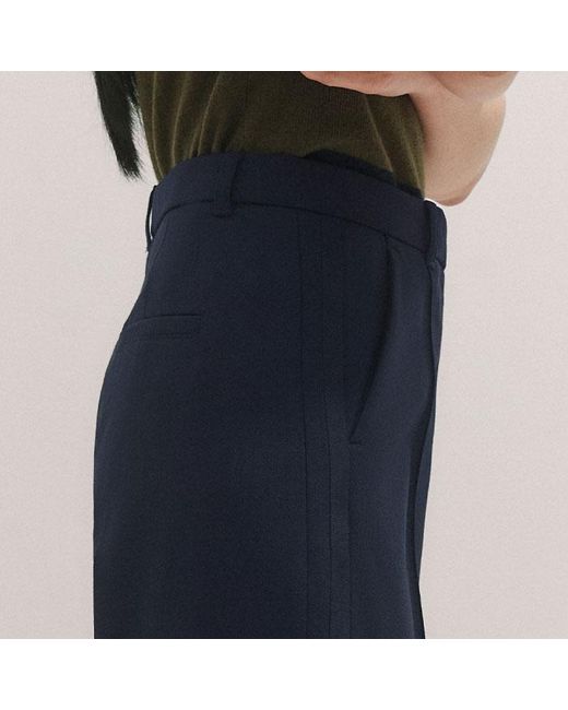ME+EM Blue Wool-Blend Exaggerated Flare Trouser