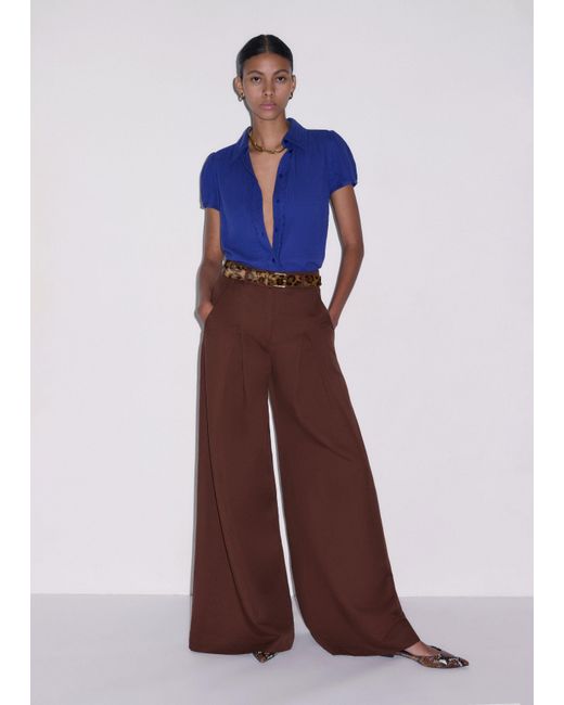 ME+EM Blue Cheesecloth Cap-Sleeve Blouse
