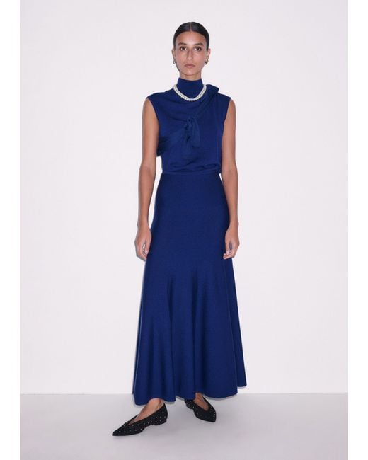 ME+EM Blue High Neck Knit Maxi Dress + Layering Top