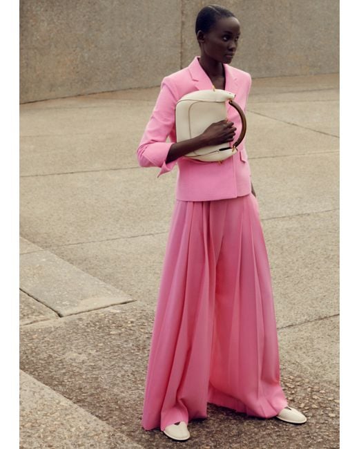 ME+EM Pink Pleated Ultra Wide-leg Trouser
