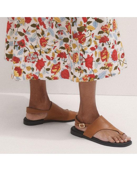 ME+EM Natural Cotton Rosebush Print Midi Dress