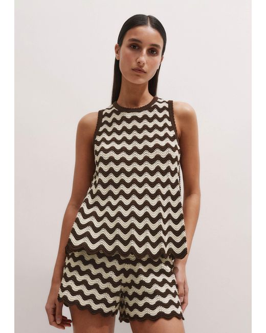 ME+EM Black Stripe Scallop Knit Swing Top