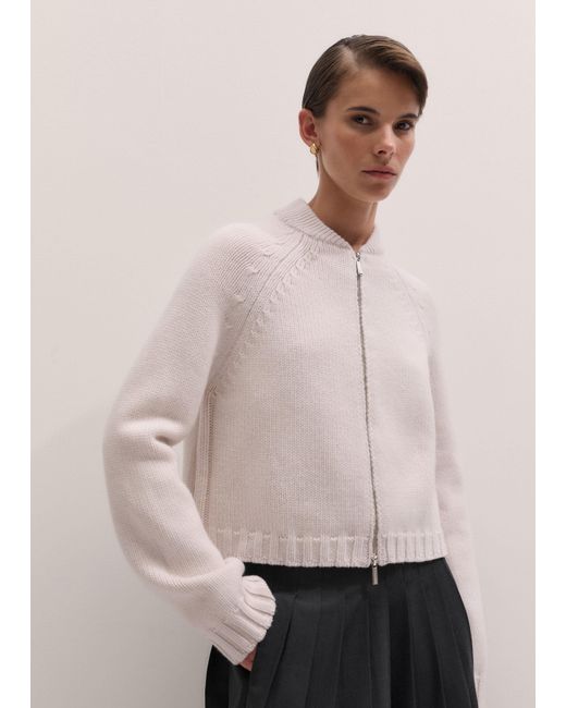 ME+EM Natural Chunky Wool Cotton Knit Bomber