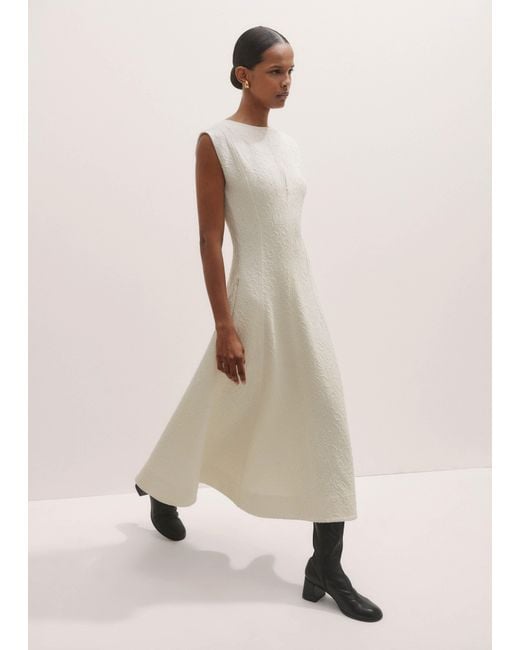 ME+EM Natural Floral Jacquard Midi Dress